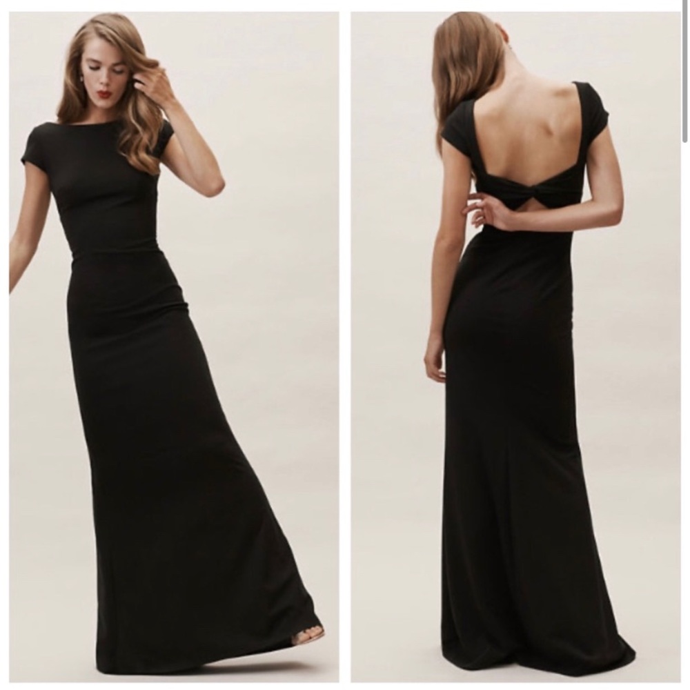 BHLDN Katie May Madison Back Bow Dress Black 4 - like new